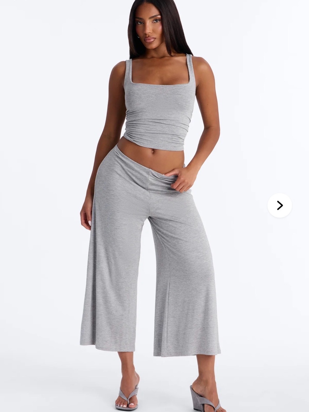 Cool Girl Gaucho Pant Set - Heather Grey